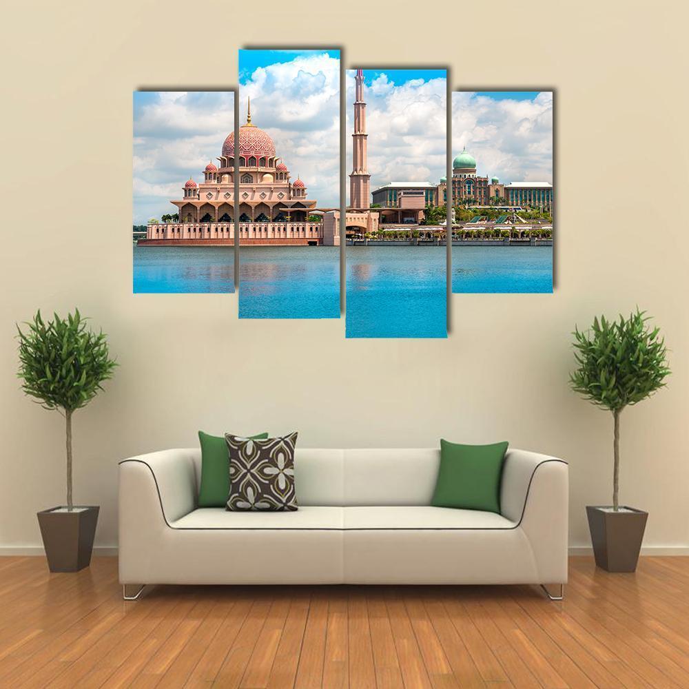 Putra Mosque In Kuala Lumpur Canvas Wall Art-4 Pop-Gallery Wrap-50" x 32"-Tiaracle