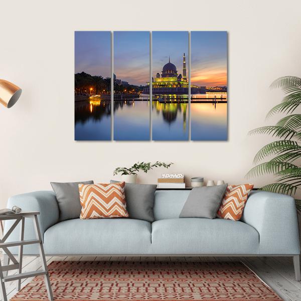 Putra Mosque In Malaysia Canvas Wall Art-4 Horizontal-Gallery Wrap-34" x 24"-Tiaracle