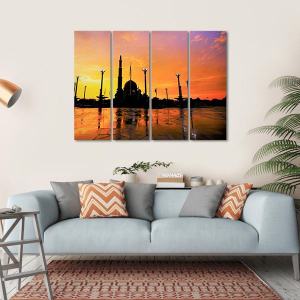 Putra Mosque In Malaysia Canvas Wall Art-4 Horizontal-Gallery Wrap-34" x 24"-Tiaracle