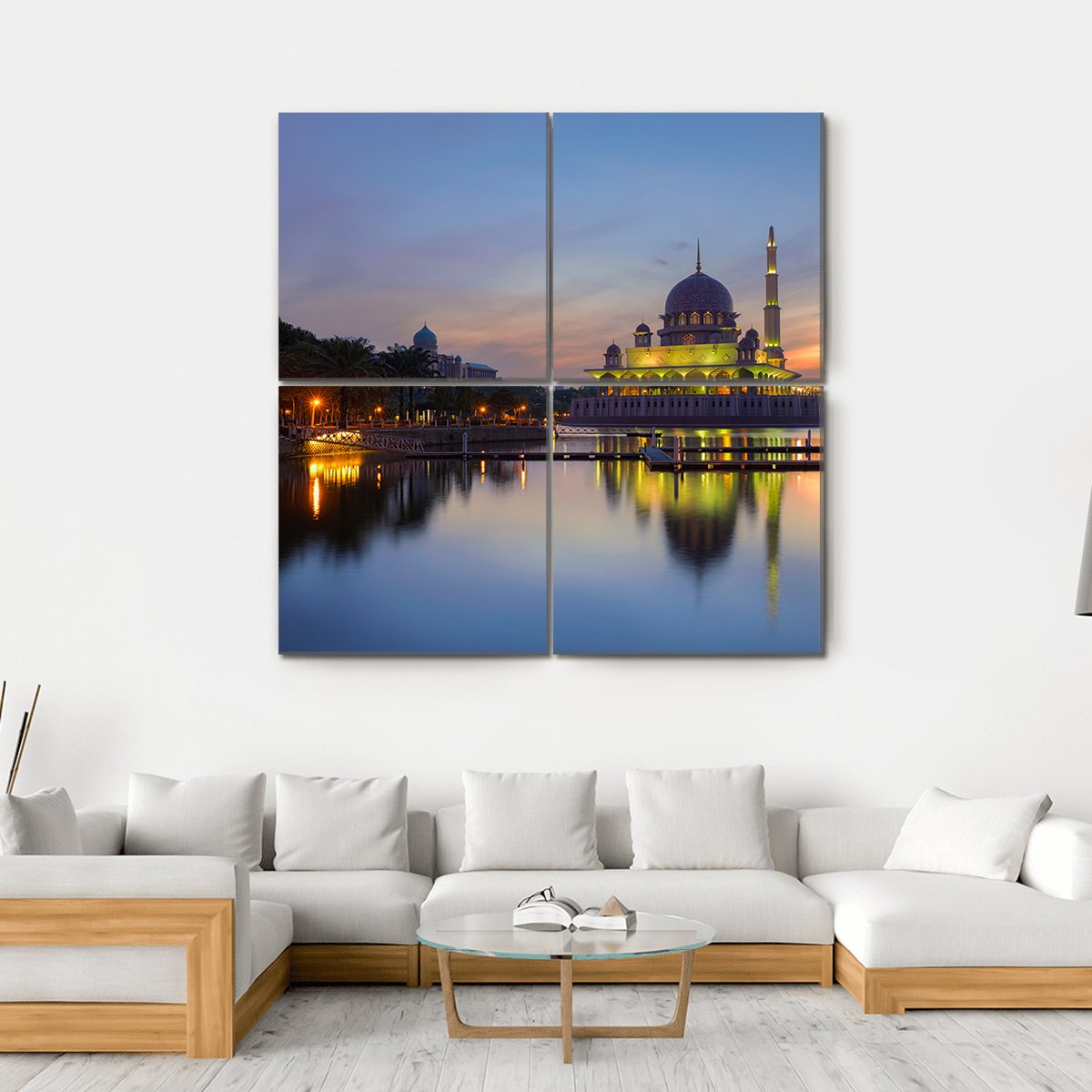 Putra Mosque In Malaysia Canvas Wall Art-4 Square-Gallery Wrap-17" x 17"-Tiaracle