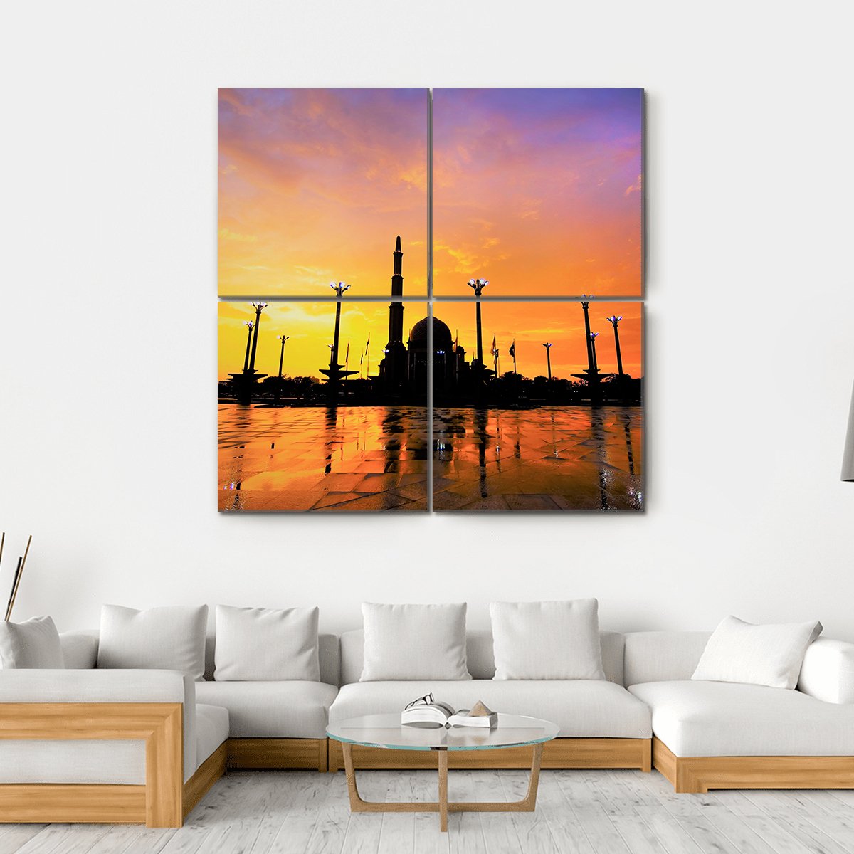 Putra Mosque In Malaysia Canvas Wall Art-4 Square-Gallery Wrap-17" x 17"-Tiaracle