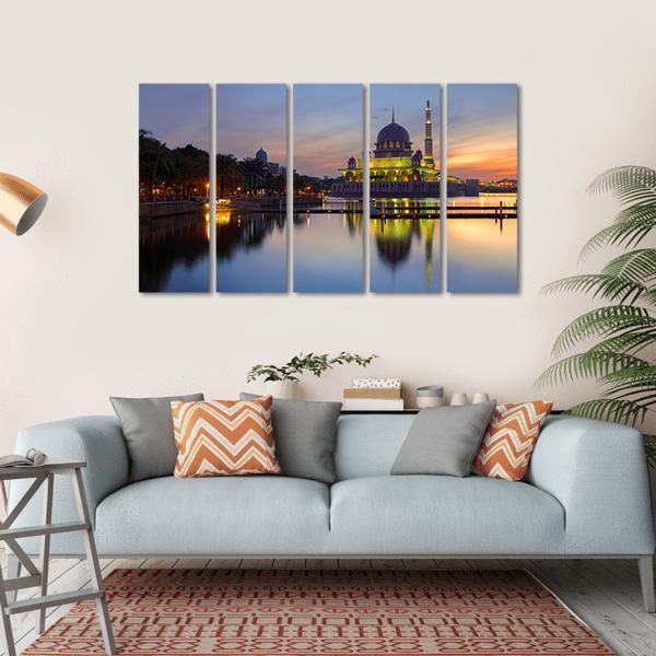 Putra Mosque In Malaysia Canvas Wall Art-5 Horizontal-Gallery Wrap-22" x 12"-Tiaracle