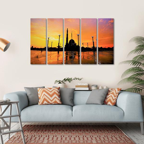 Putra Mosque In Malaysia Canvas Wall Art-5 Horizontal-Gallery Wrap-22" x 12"-Tiaracle