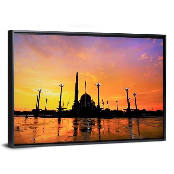 Putra Mosque In Malaysia Canvas Wall Art-3 Horizontal-Gallery Wrap-25" x 16"-Tiaracle
