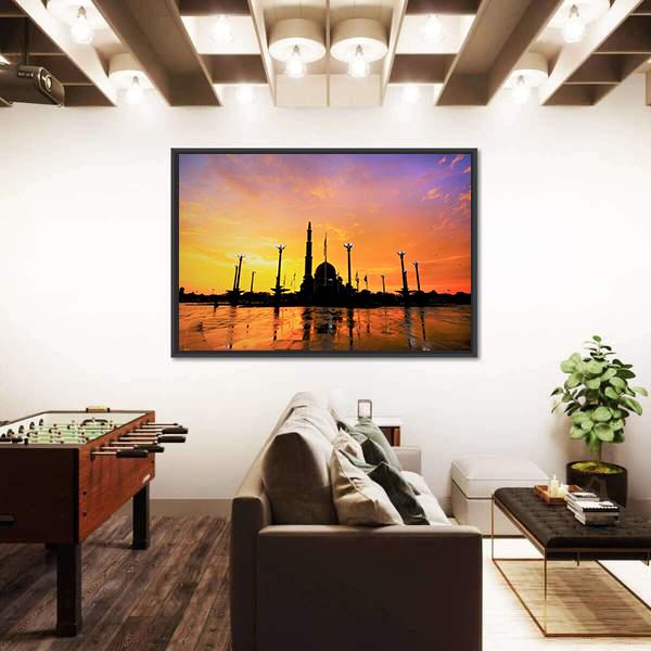 Putra Mosque In Malaysia Canvas Wall Art-3 Horizontal-Gallery Wrap-25" x 16"-Tiaracle