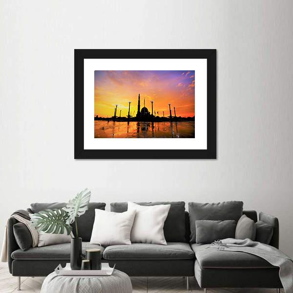 Putra Mosque In Malaysia Canvas Wall Art-3 Horizontal-Gallery Wrap-25" x 16"-Tiaracle