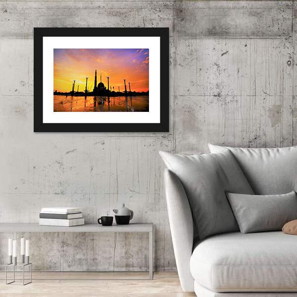 Putra Mosque In Malaysia Canvas Wall Art-3 Horizontal-Gallery Wrap-25" x 16"-Tiaracle