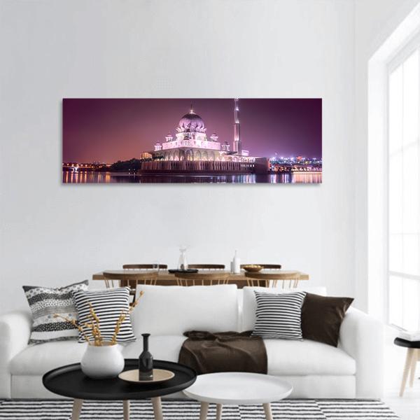 Putra Mosque In Malaysia Panoramic Canvas Wall Art-3 Piece-25" x 08"-Tiaracle