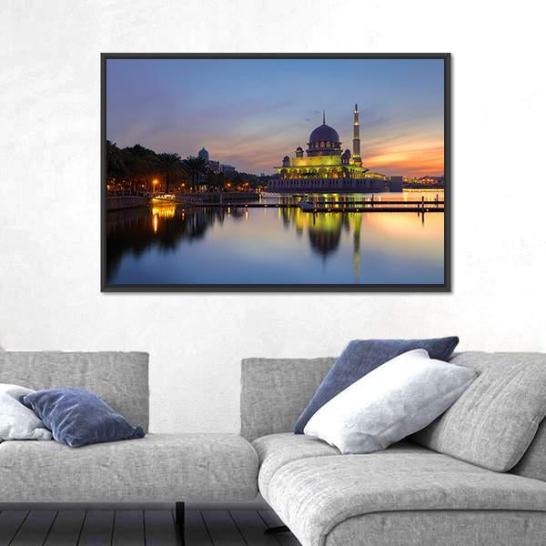 Putra Mosque In Malaysia Panoramic Canvas Wall Art-1 Piece-36" x 12"-Tiaracle