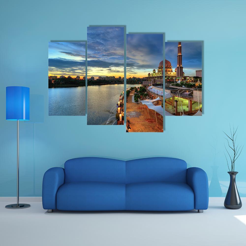 Putra Mosque In Putrajaya Canvas Wall Art-1 Piece-Gallery Wrap-48" x 32"-Tiaracle
