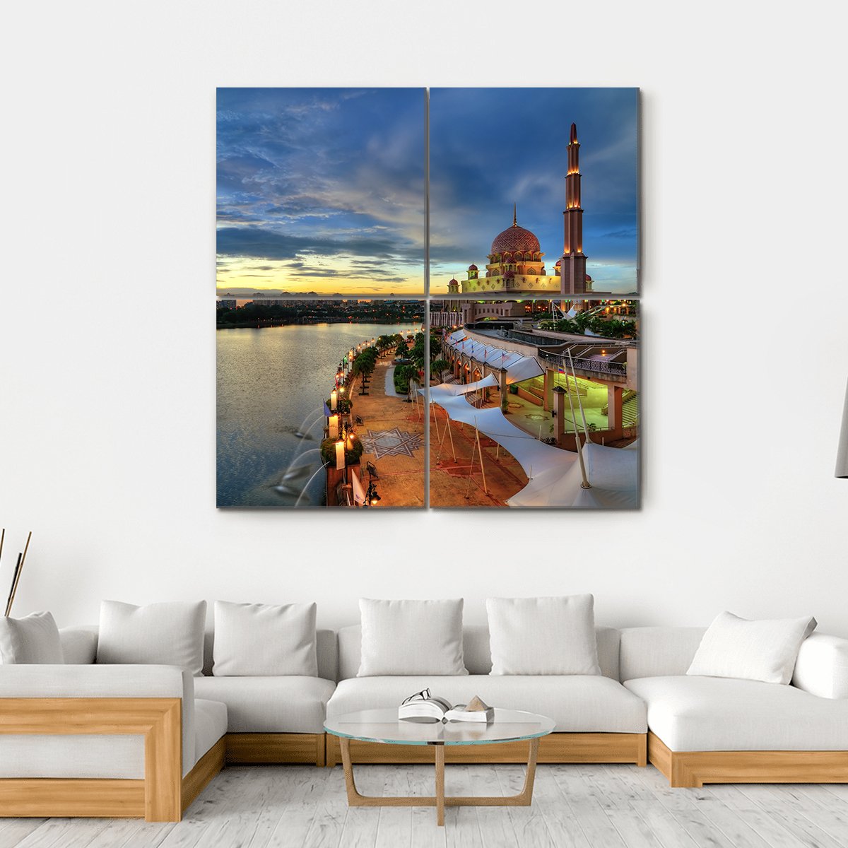 Putra Mosque In Putrajaya Canvas Wall Art-4 Square-Gallery Wrap-17" x 17"-Tiaracle