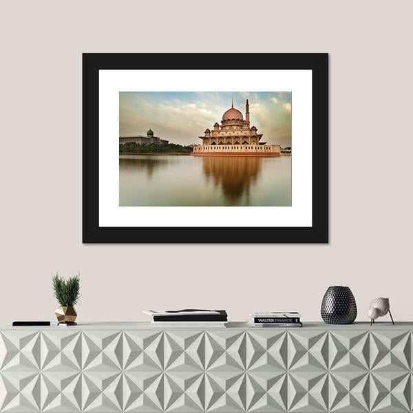 Putra Mosque Is The Principal Mosque Of Putrajaya Canvas Wall Art-1 Piece-Framed Print-20" x 16"-Tiaracle