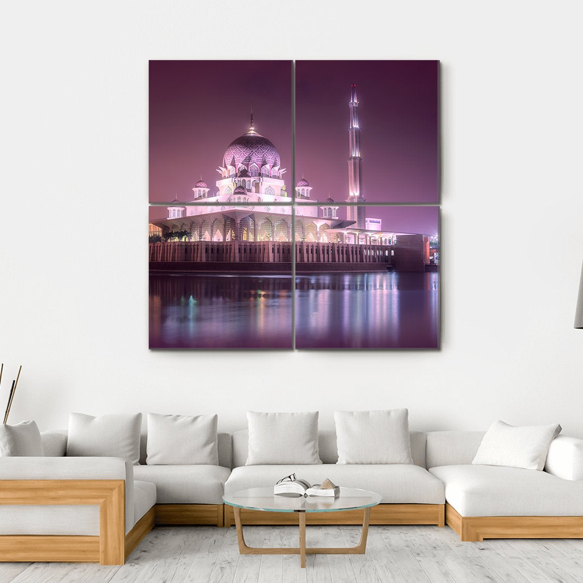 Putra Mosque With Night Lighting Canvas Wall Art-4 Square-Gallery Wrap-17" x 17"-Tiaracle
