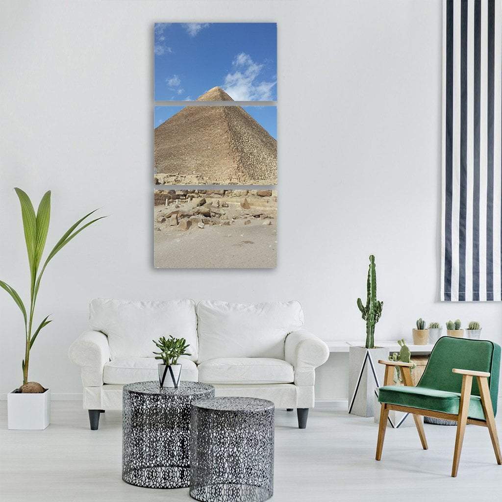 Pyramid In Giza Egypt Vertical Canvas Wall Art-3 Vertical-Gallery Wrap-12" x 25"-Tiaracle