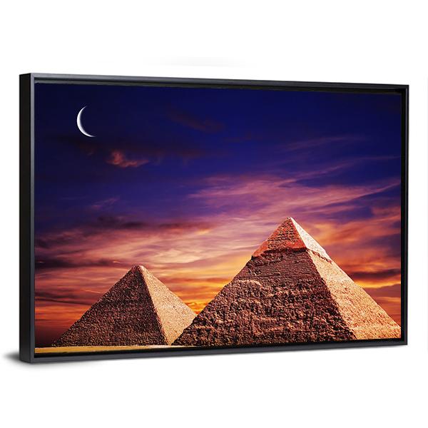 Pyramid In Giza Canvas Wall Art-3 Horizontal-Gallery Wrap-25" x 16"-Tiaracle
