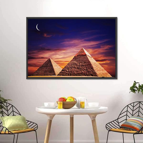 Pyramid In Giza Canvas Wall Art-3 Horizontal-Gallery Wrap-25" x 16"-Tiaracle