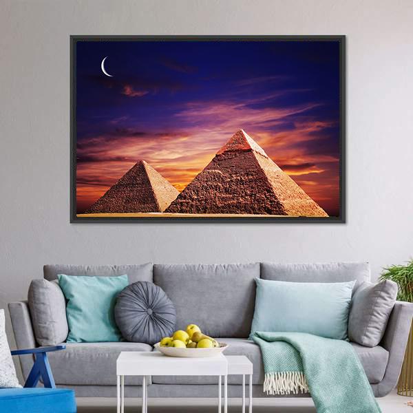 Pyramid In Giza Canvas Wall Art-3 Horizontal-Gallery Wrap-25" x 16"-Tiaracle