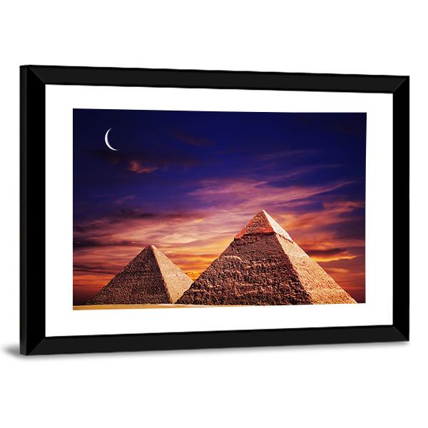 Pyramid In Giza Canvas Wall Art-3 Horizontal-Gallery Wrap-25" x 16"-Tiaracle