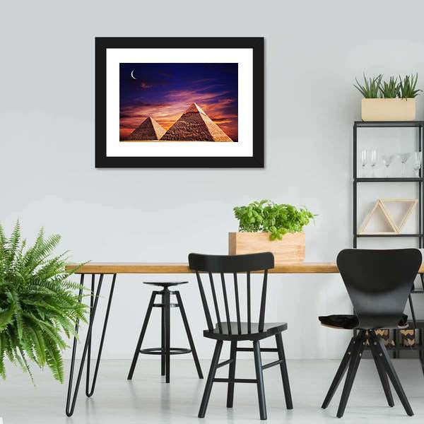 Pyramid In Giza Canvas Wall Art-3 Horizontal-Gallery Wrap-25" x 16"-Tiaracle