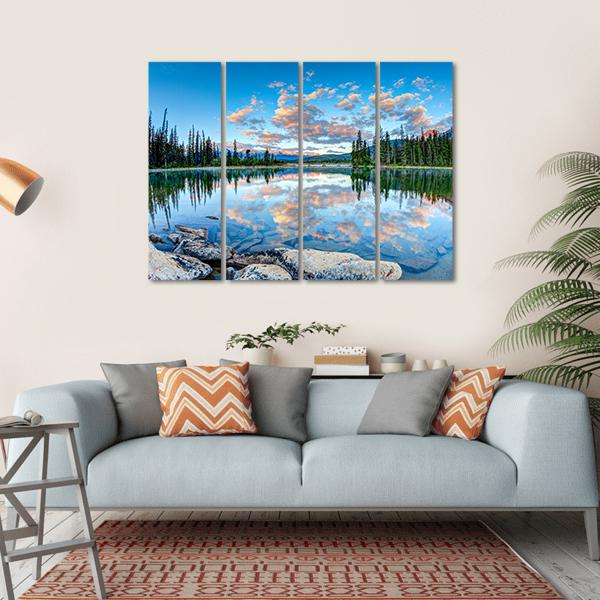 Pyramid Lake In Alberta Canal Canvas Wall Art-4 Horizontal-Gallery Wrap-34" x 24"-Tiaracle