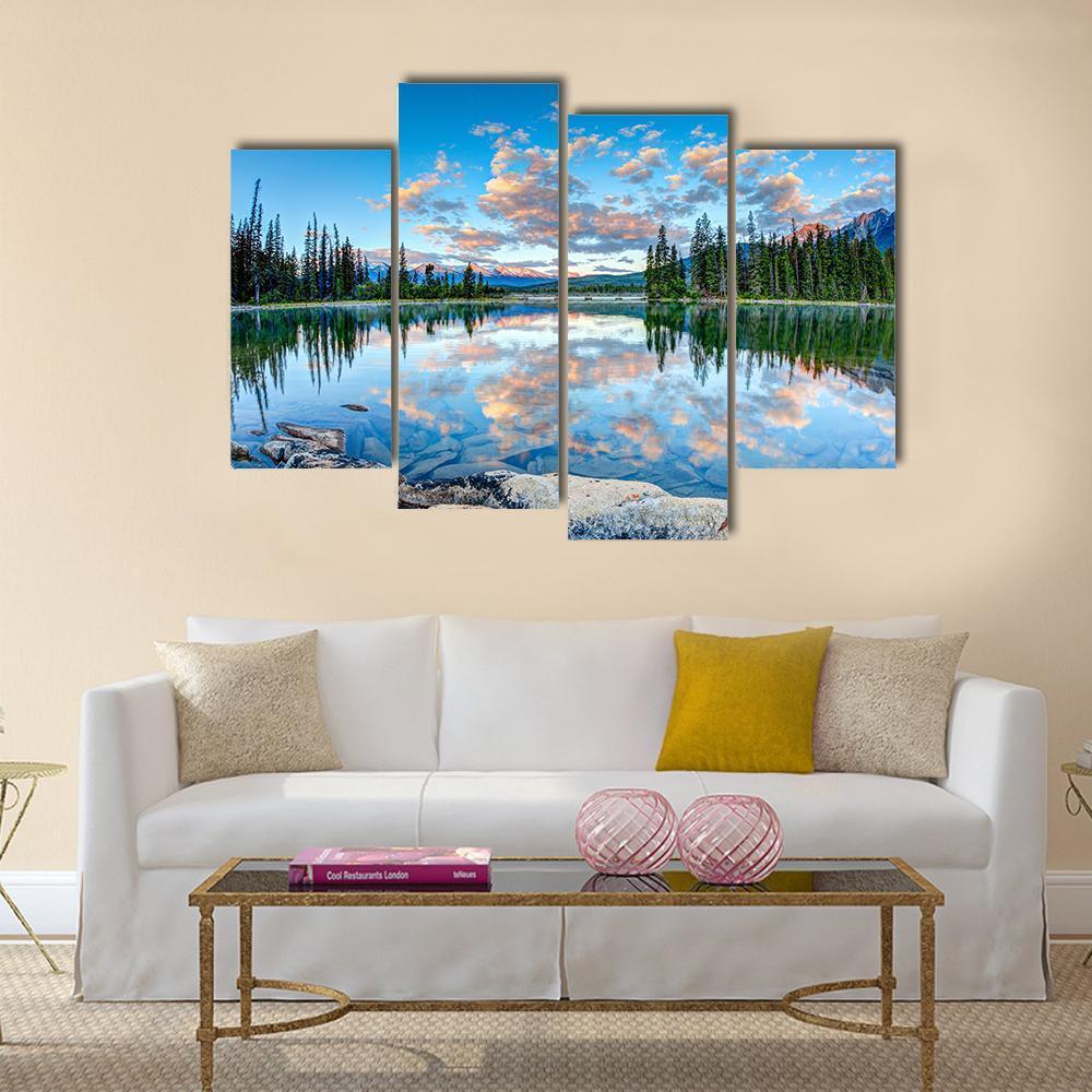 Pyramid Lake In Alberta Canvas Wall Art-4 Pop-Gallery Wrap-50" x 32"-Tiaracle