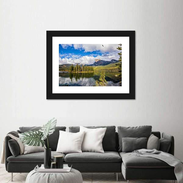 Pyramid Lake In Autumn Morning Canvas Wall Art-3 Horizontal-Gallery Wrap-25" x 16"-Tiaracle
