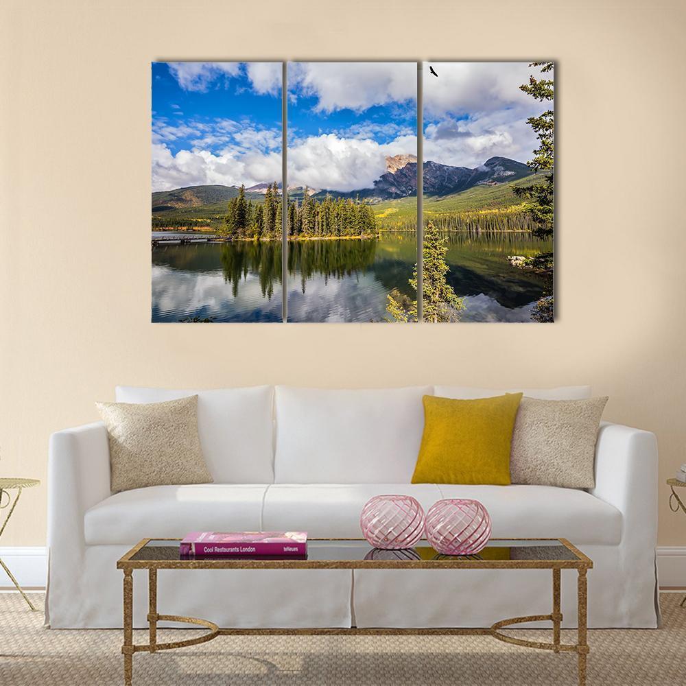 Pyramid Lake In Autumn Morning Canvas Wall Art-3 Horizontal-Gallery Wrap-37" x 24"-Tiaracle