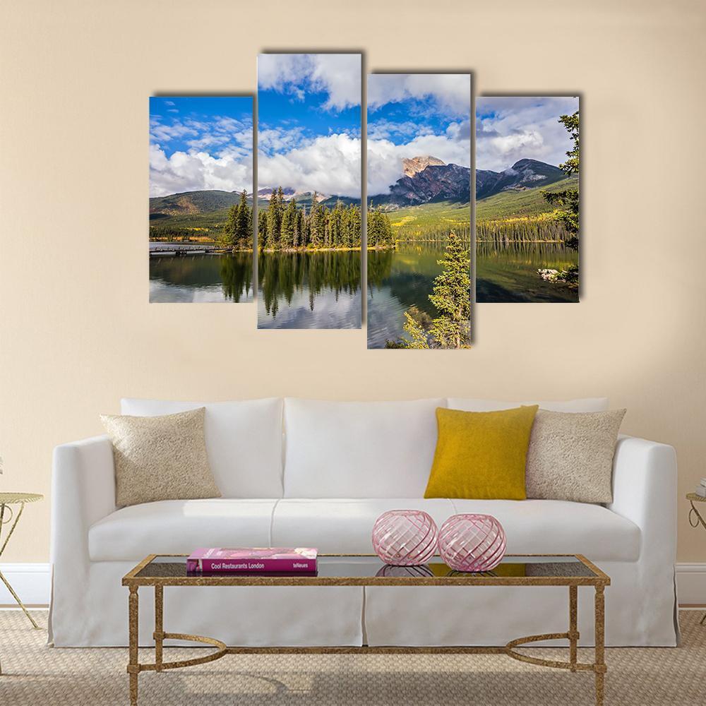 Pyramid Lake In Autumn Morning Canvas Wall Art-4 Pop-Gallery Wrap-50" x 32"-Tiaracle