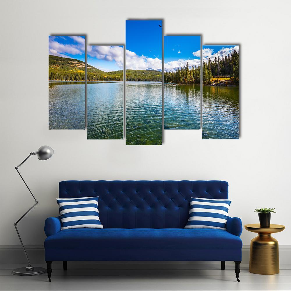 Pyramid Lake In Canada Canvas Wall Art-5 Pop-Gallery Wrap-47" x 32"-Tiaracle