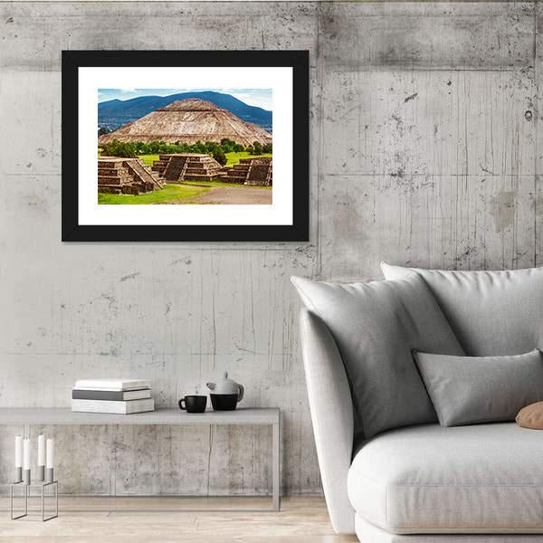 Pyramid Of The Sun And Moon Canvas Wall Art-3 Horizontal-Gallery Wrap-25" x 16"-Tiaracle