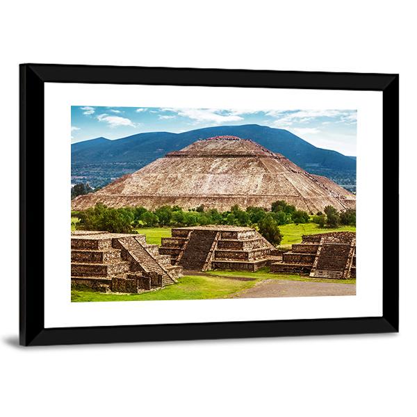 Pyramid Of The Sun And Moon Canvas Wall Art-3 Horizontal-Gallery Wrap-25" x 16"-Tiaracle