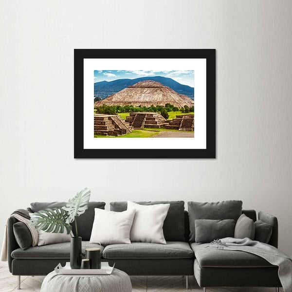 Pyramid Of The Sun And Moon Canvas Wall Art-3 Horizontal-Gallery Wrap-25" x 16"-Tiaracle