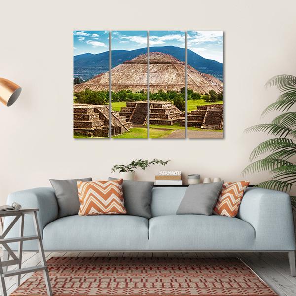 Pyramid Of The Sun And Moon Canvas Wall Art-4 Horizontal-Gallery Wrap-34" x 24"-Tiaracle