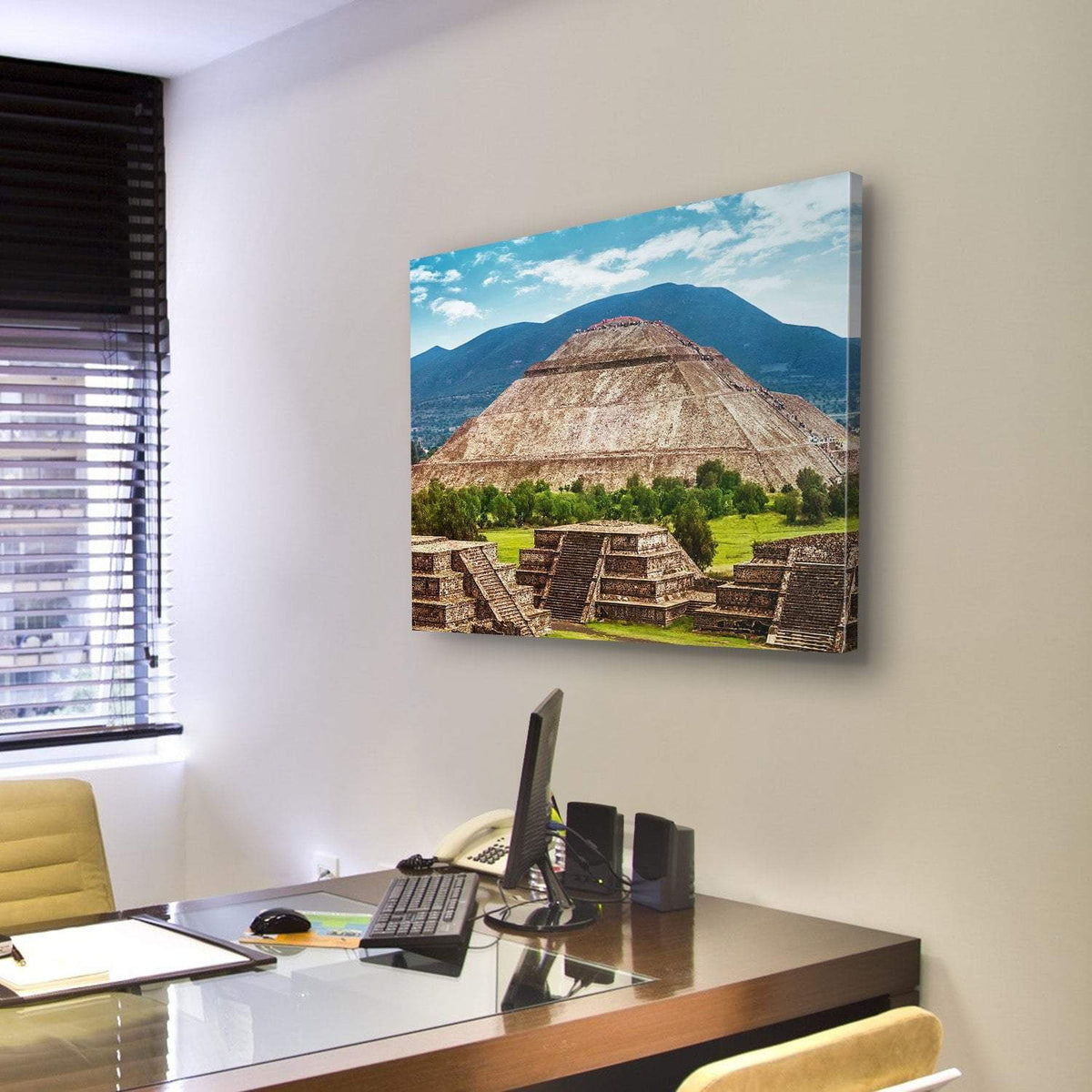 Pyramid Of The Sun And Moon Canvas Wall Art-3 Horizontal-Gallery Wrap-25" x 16"-Tiaracle