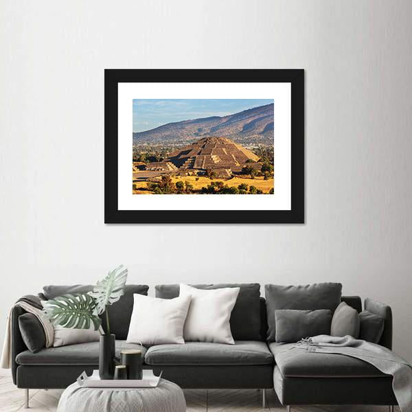 Pyramid Of The Sun Teotihuacan Canvas Wall Art-3 Horizontal-Gallery Wrap-25" x 16"-Tiaracle