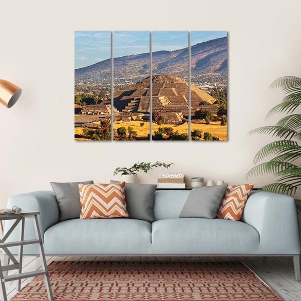 Pyramid Of The Sun Teotihuacan Canvas Wall Art-4 Horizontal-Gallery Wrap-34" x 24"-Tiaracle