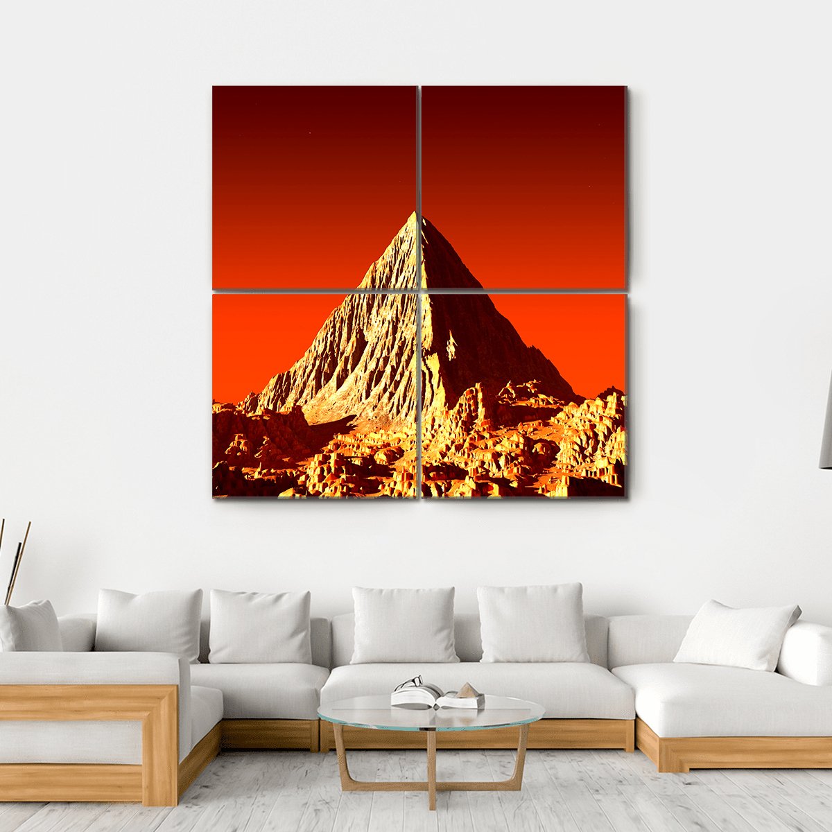 Pyramid On Mars Canvas Wall Art-4 Square-Gallery Wrap-17" x 17"-Tiaracle