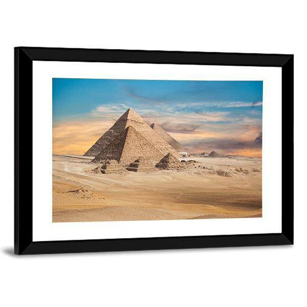 Pyramids In Cairo Canvas Wall Art-3 Horizontal-Gallery Wrap-25" x 16"-Tiaracle