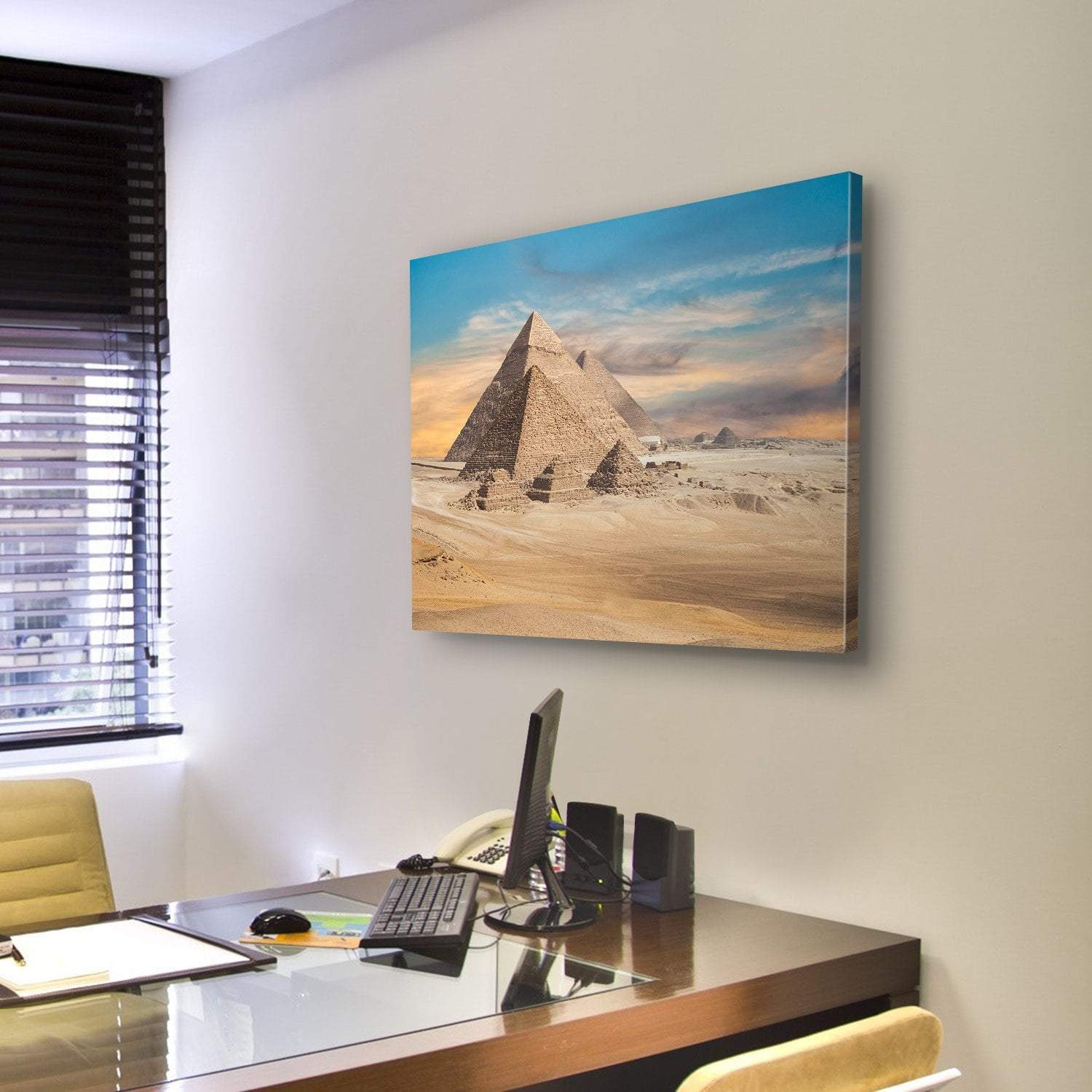 Pyramids In Cairo Canvas Wall Art-4 Pop-Gallery Wrap-50" x 32"-Tiaracle
