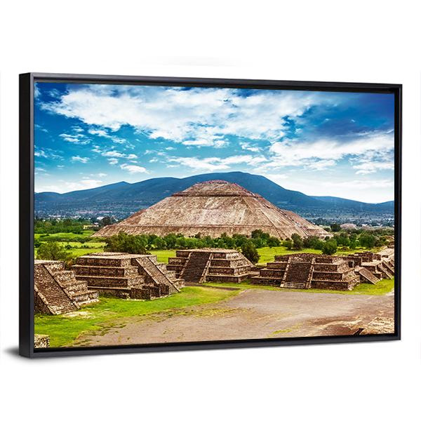 Pyramids Of The Sun And Moon Canvas Wall Art-3 Horizontal-Gallery Wrap-25" x 16"-Tiaracle