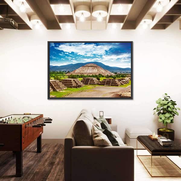 Pyramids Of The Sun And Moon Canvas Wall Art-3 Horizontal-Gallery Wrap-25" x 16"-Tiaracle