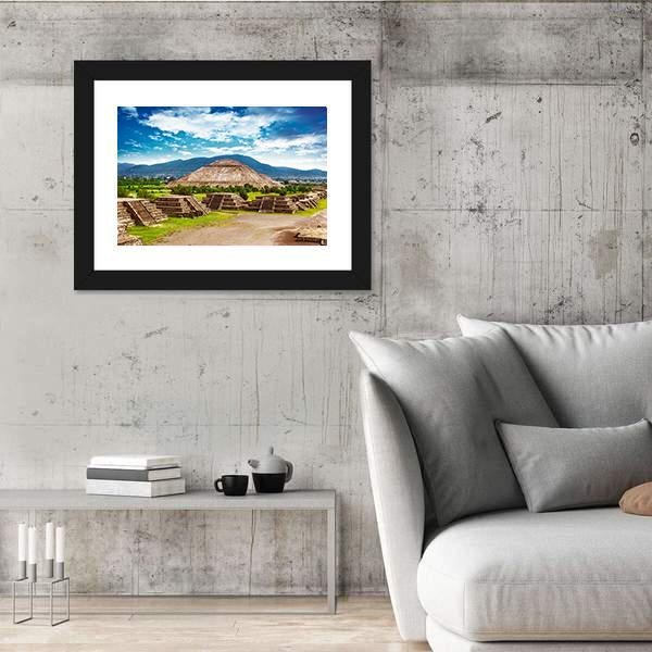 Pyramids Of The Sun And Moon Canvas Wall Art-3 Horizontal-Gallery Wrap-25" x 16"-Tiaracle