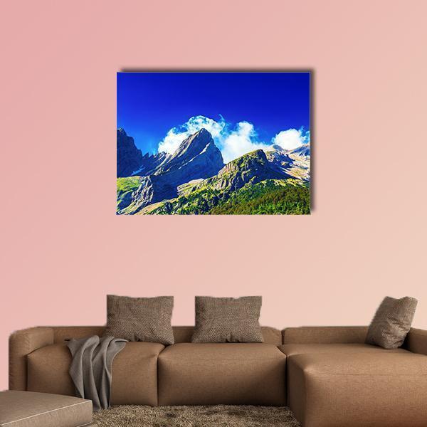 Pyrenees Mountains In Summer Panorama Canvas Wall Art-1 Piece-Gallery Wrap-48" x 32"-Tiaracle