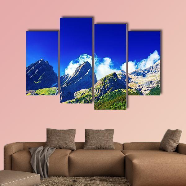 Pyrenees Mountains In Summer Panorama Canvas Wall Art-4 Pop-Gallery Wrap-50" x 32"-Tiaracle