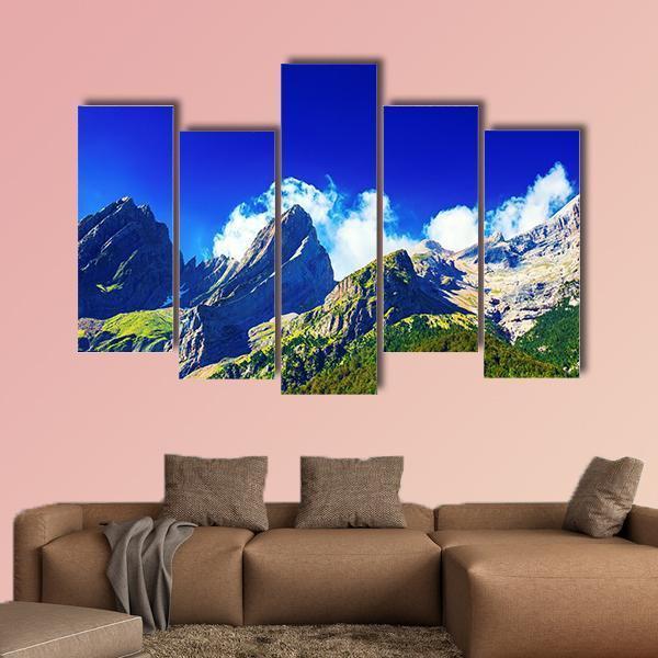 Pyrenees Mountains In Summer Panorama Canvas Wall Art-5 Pop-Gallery Wrap-47" x 32"-Tiaracle
