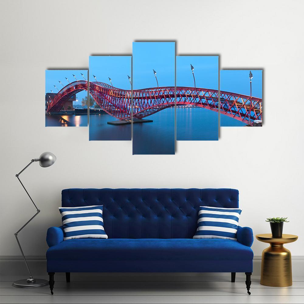 Python Bridge In Amsterdam Canvas Wall Art-5 Star-Gallery Wrap-62" x 32"-Tiaracle
