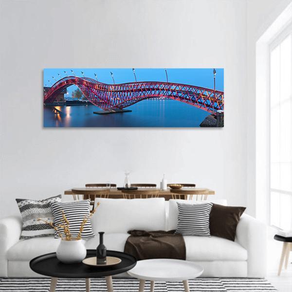 Python Bridge In Amsterdam Panoramic Canvas Wall Art-3 Piece-25" x 08"-Tiaracle