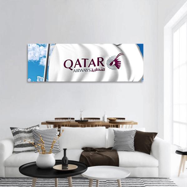 Qatar Airways Flag Panoramic Canvas Wall Art-1 Piece-36" x 12"-Tiaracle