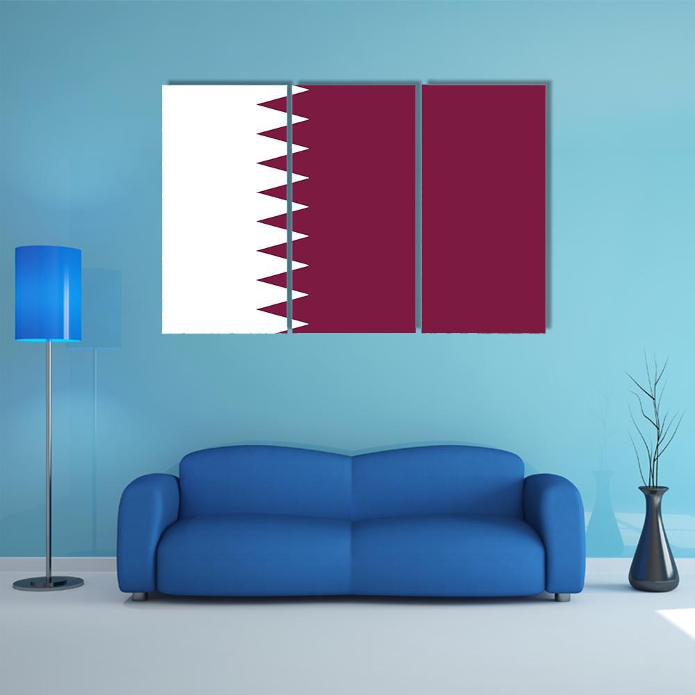 Qatar Flag Canvas Wall Art-3 Horizontal-Gallery Wrap-37" x 24"-Tiaracle