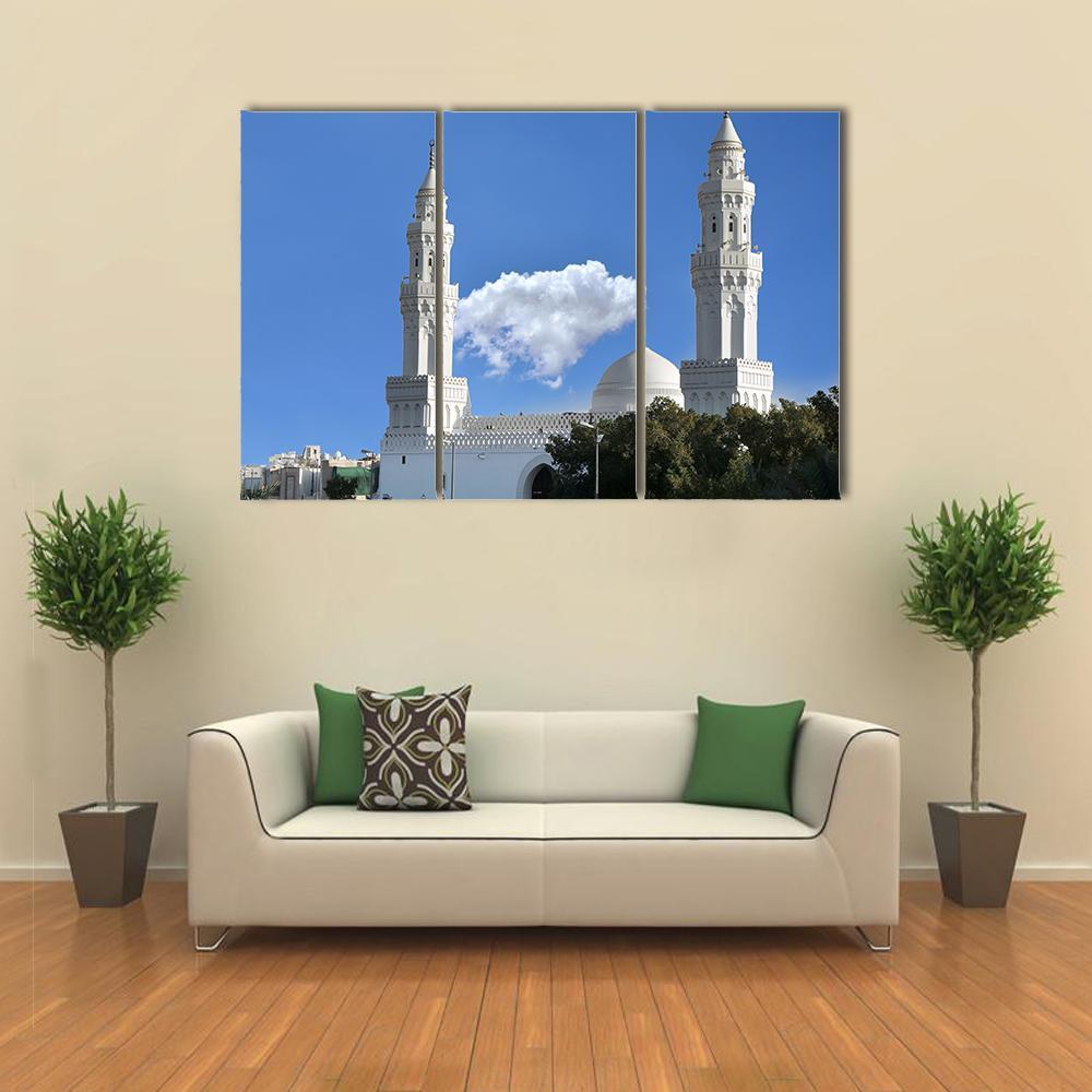 Qiblatain Mosque In Medinah Canvas Wall Art-3 Horizontal-Gallery Wrap-37" x 24"-Tiaracle